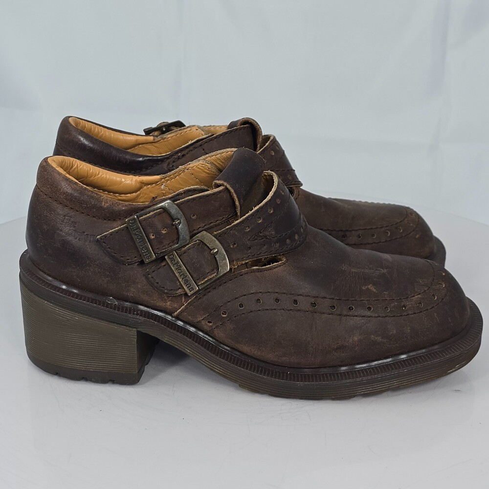 True Vintage Dr Martens England UK6/US 8 Chunky Heel Brogue Mary Jane Double Str